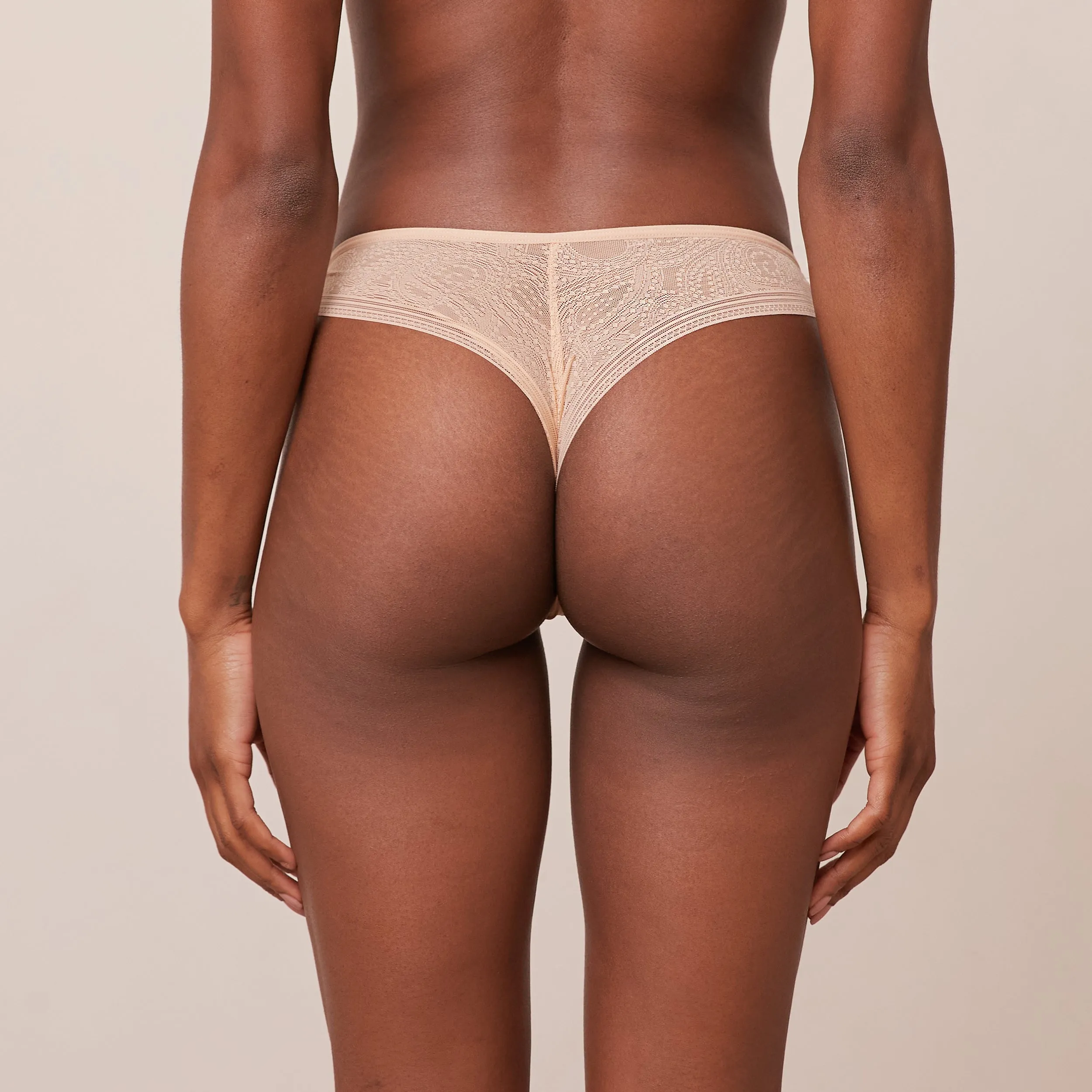 Lace No Show Cheeky Briefs - Sand