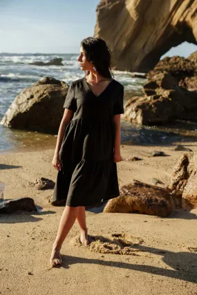 Linen Layer Dress Black