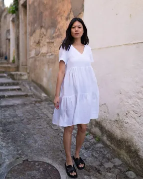 Linen Layer Dress Coconut Milk White