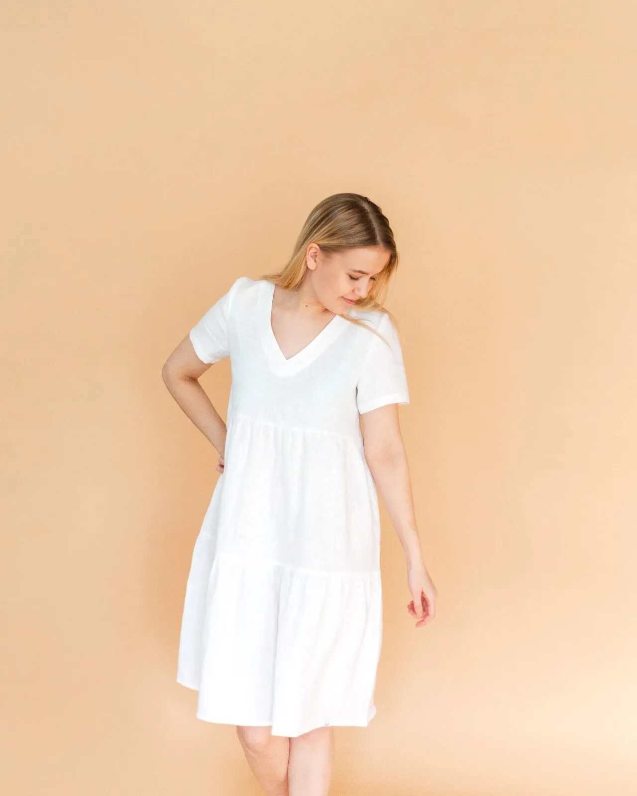 Linen Layer Dress Coconut Milk White