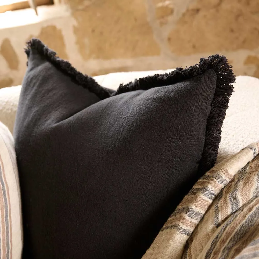 Luca® Boho Linen Cushion - Black