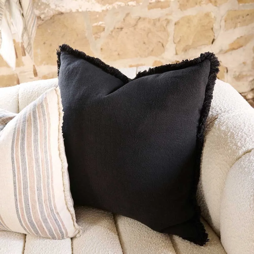 Luca® Boho Linen Cushion - Black