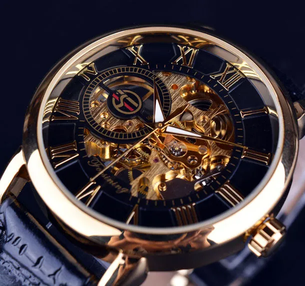 Luxury Skeleton Leather Watch