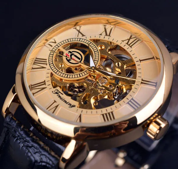 Luxury Skeleton Leather Watch