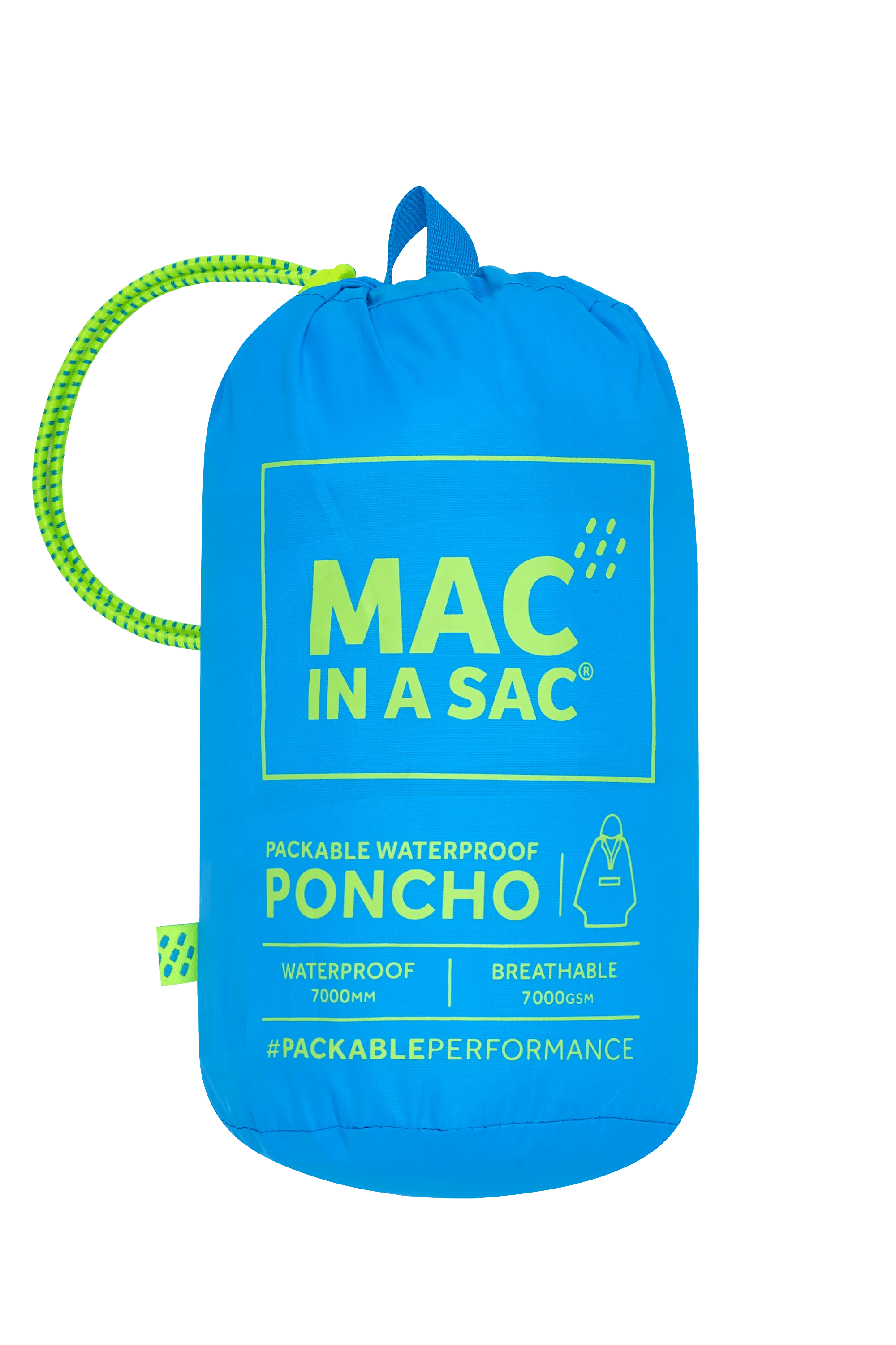 Mac In A Sac Packable Waterproof Unisex Poncho - Neon Blue