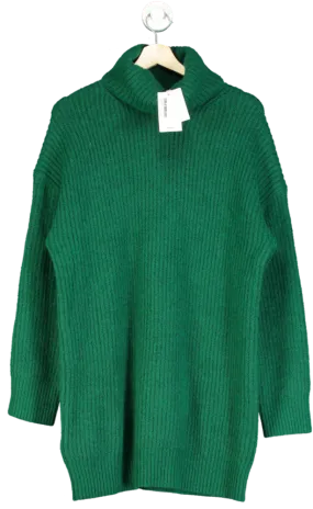 MANGO Green Ribbed Turtle Neck sweater Dress UK S