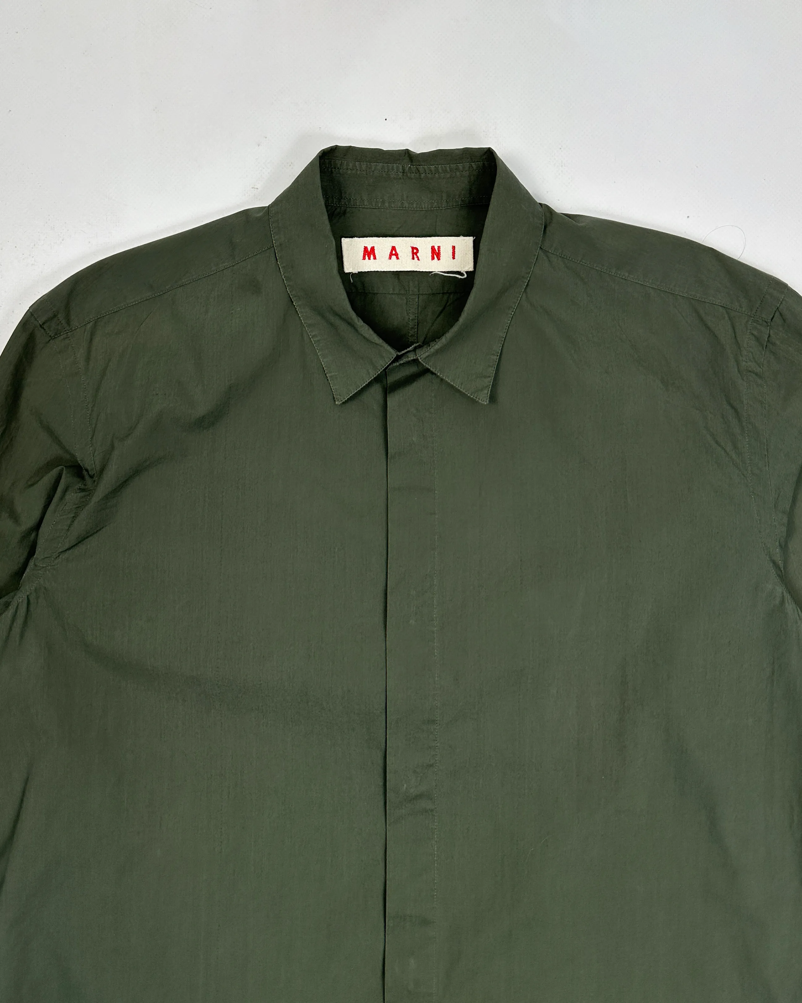 Marni Green Hidden-Buttons Cotton Shirt 2000's