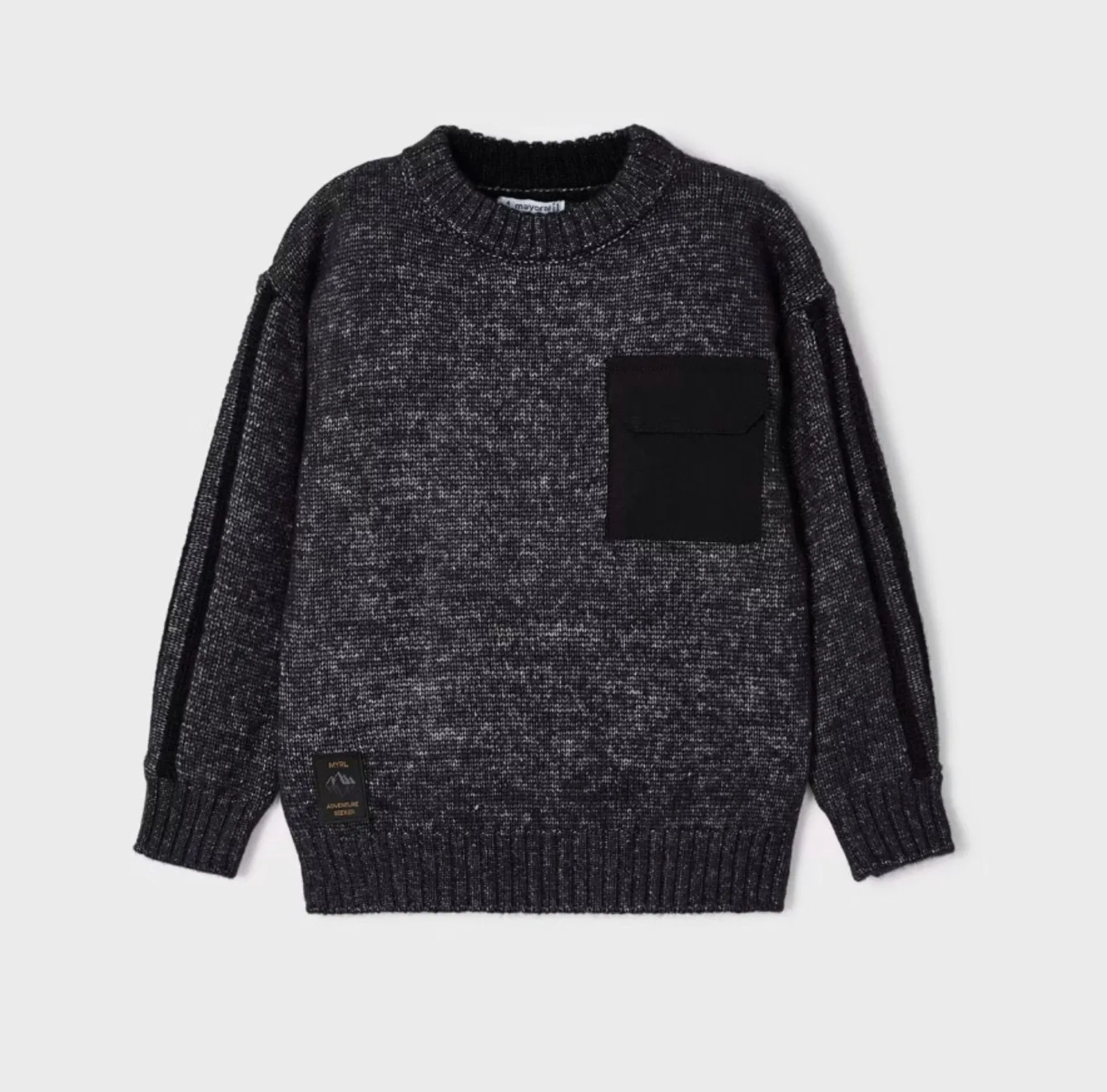 Mayoral Boys Ecofriends Slate Knit Pocket Sweater