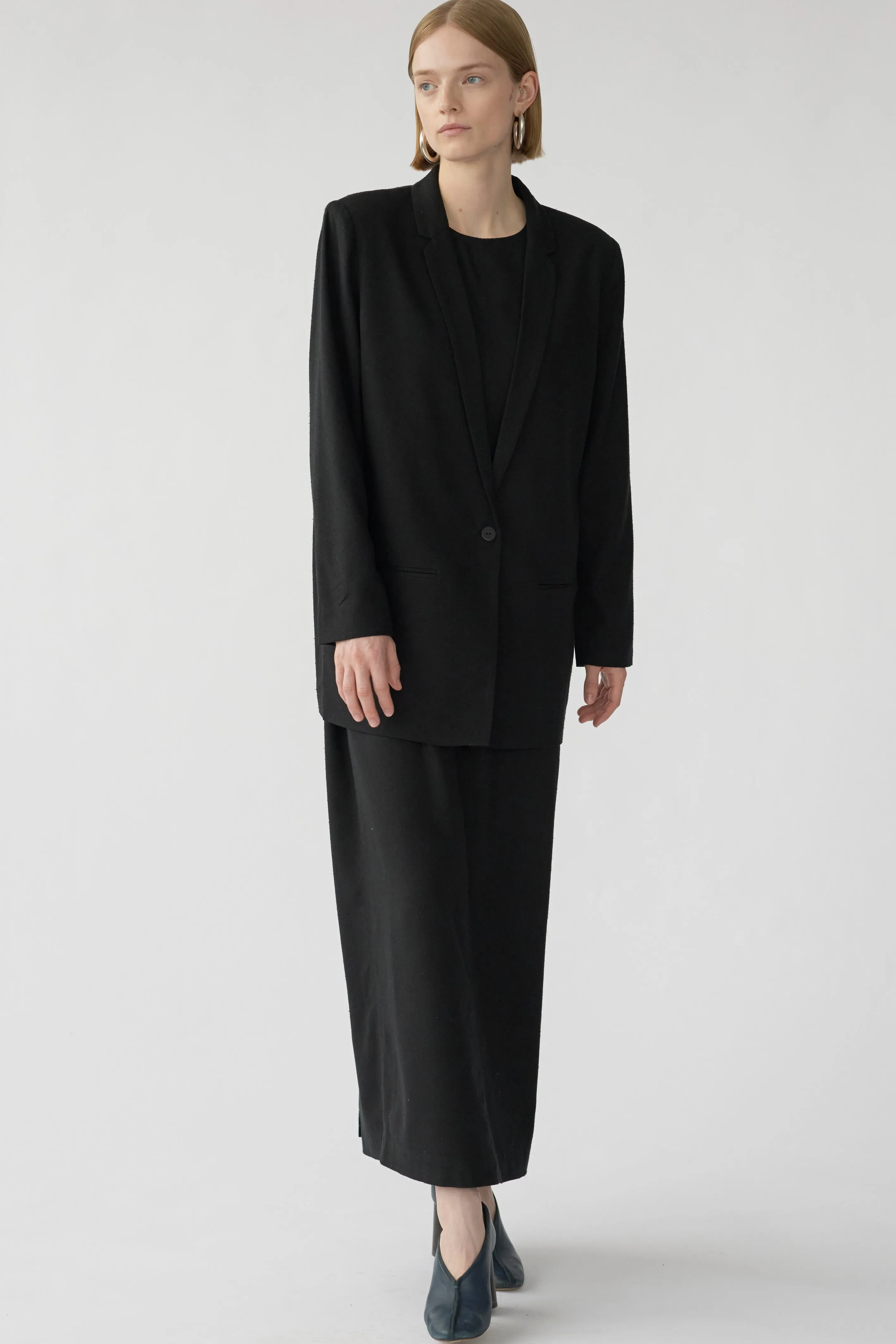 MENA BLAZER - BLACK - RAW SILK