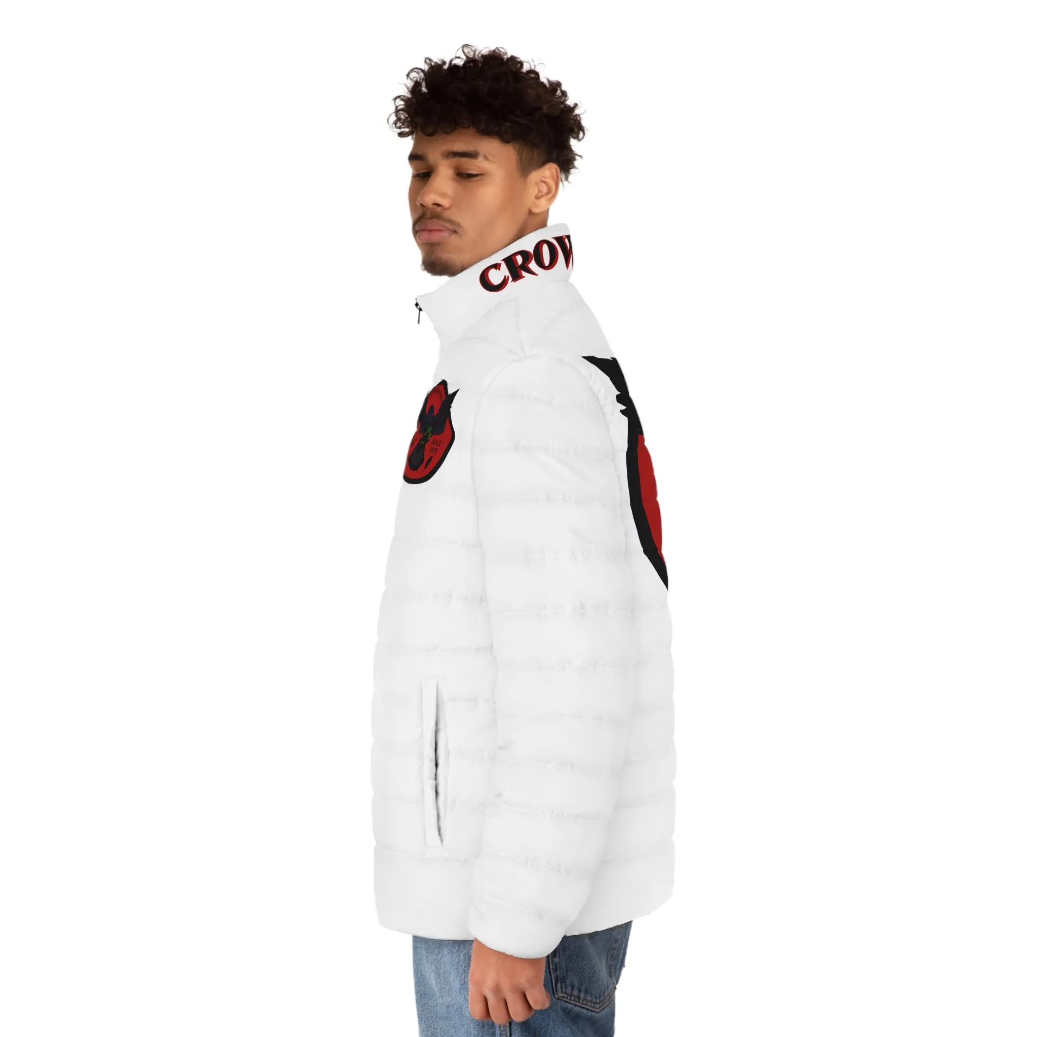 Men's 3rd GEN Puffer Jacket, WHITE W/ BURGUNDY LOGO