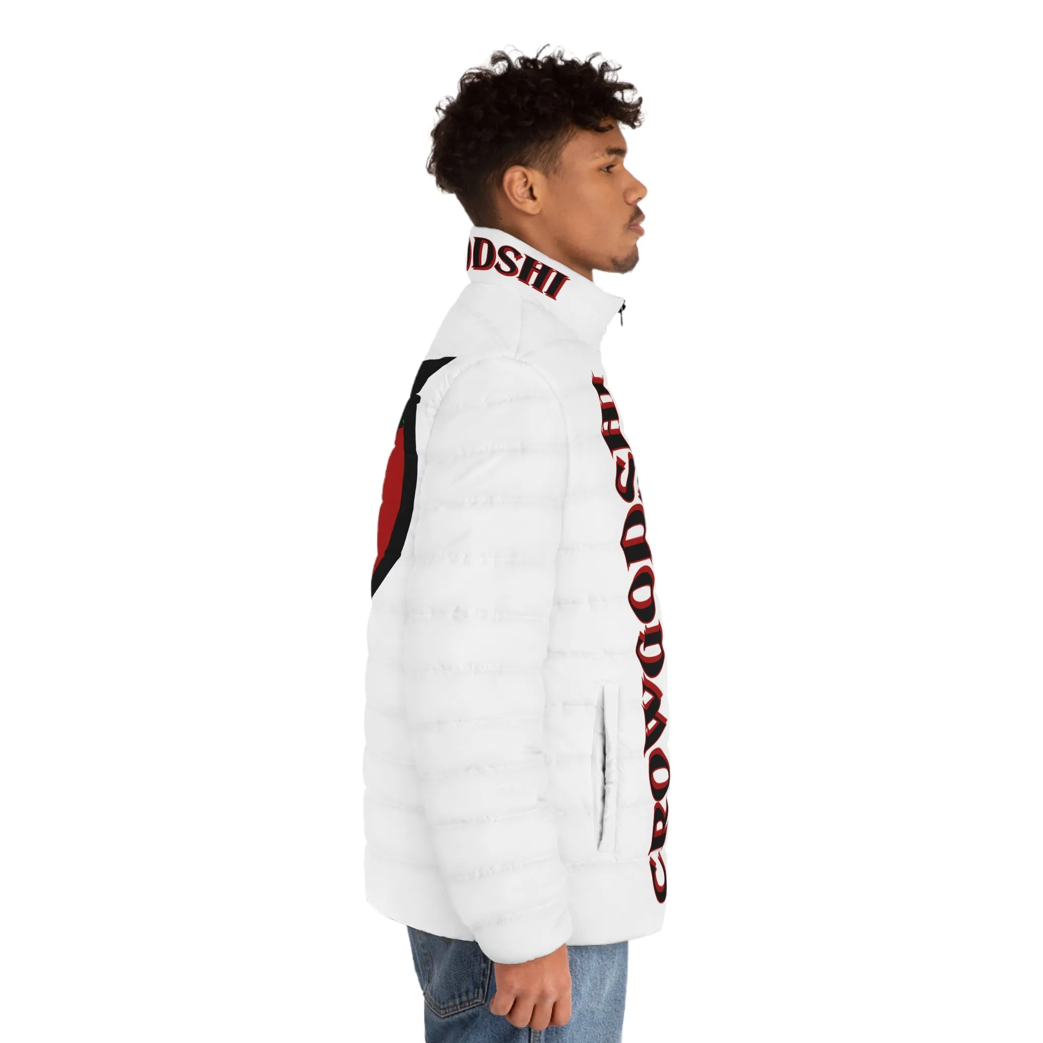 Men's 3rd GEN Puffer Jacket, WHITE W/ BURGUNDY LOGO