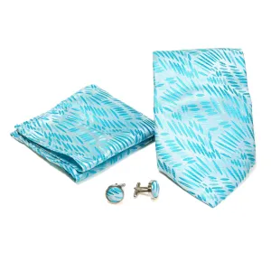 Men's Blue-Turquoise Organic Scattered Design 4-pc Necktie Box Set