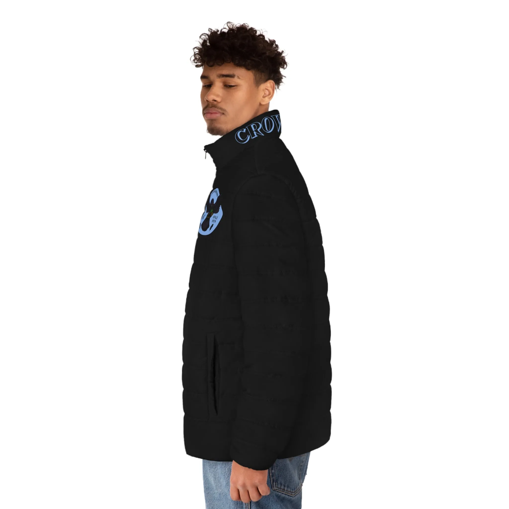 Men's CROWGODSHI 2nd GEN Puffer Jacket, BLACK W/ CAROLINA BLUE LOGO