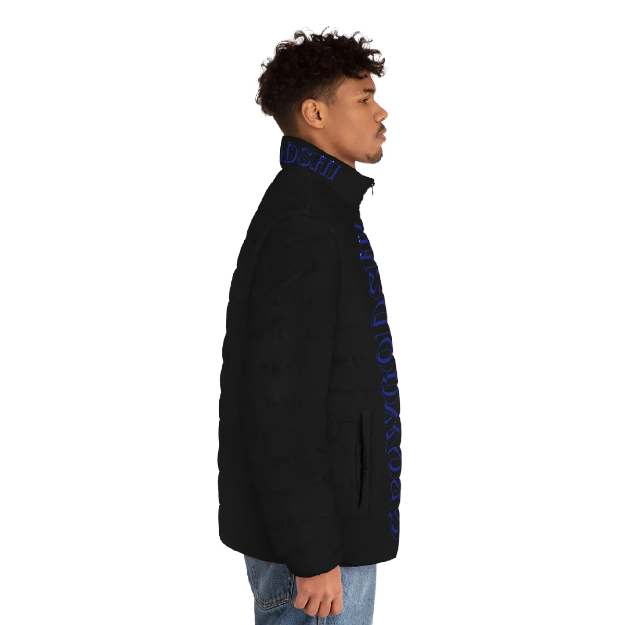 Men's CROWGODSHI 2nd GEN Puffer Jacket, BLACK W/ DUKE BLUE LOGO