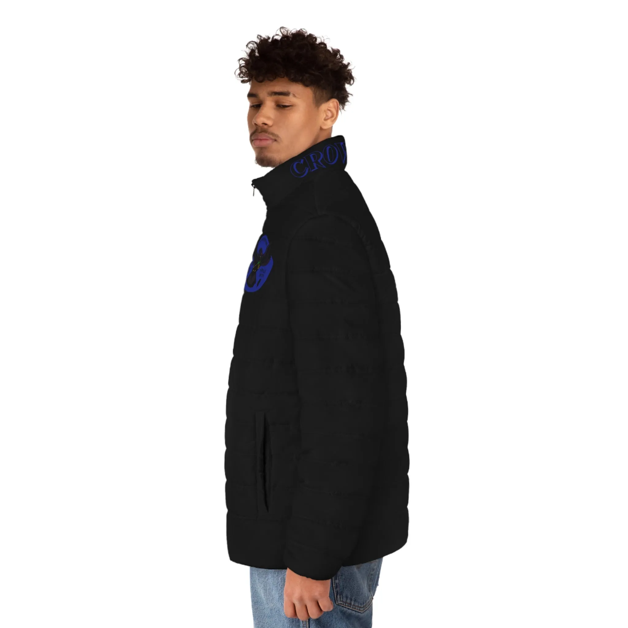 Men's CROWGODSHI 2nd GEN Puffer Jacket, BLACK W/ DUKE BLUE LOGO