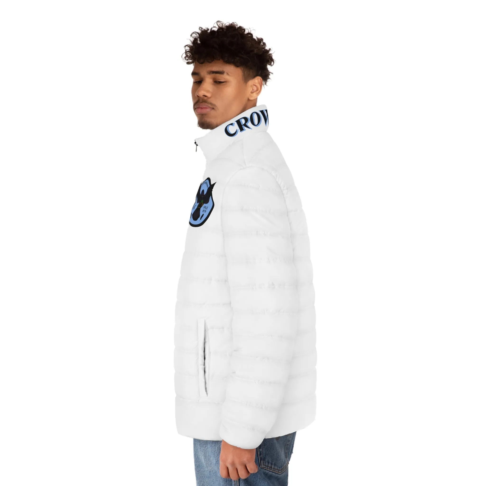 Men's CROWGODSHI 2nd GEN Puffer Jacket, WHITE W/ CAROLINA BLUE LOGO