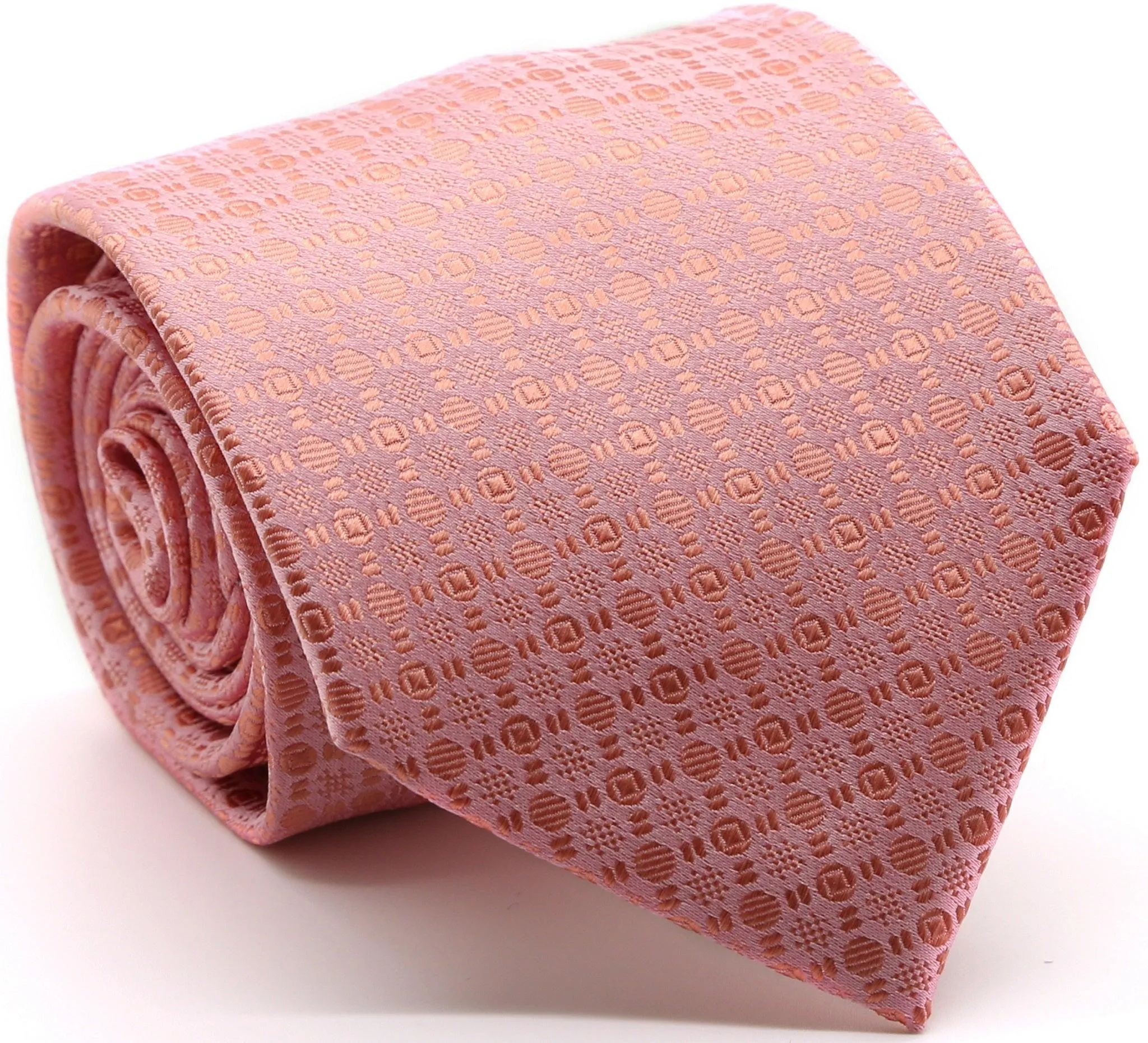 Mens Dads Classic Pink Geometric Pattern Business Casual Necktie & Hanky Set R-10