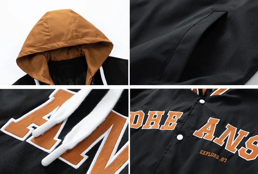 Mens Layered Look Baseball Jacket With Hood