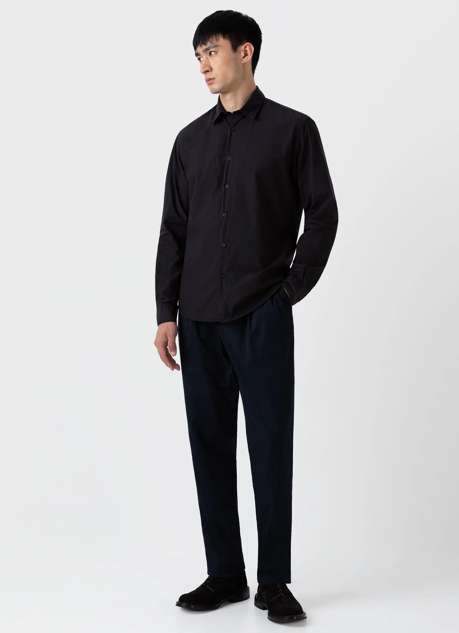 Men's Lightweight Poplin Shirt in Black