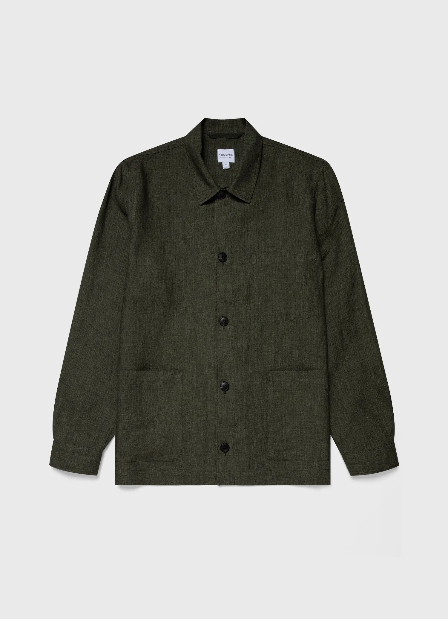 Men's Linen Twin Pocket Jacket in Hunter Green