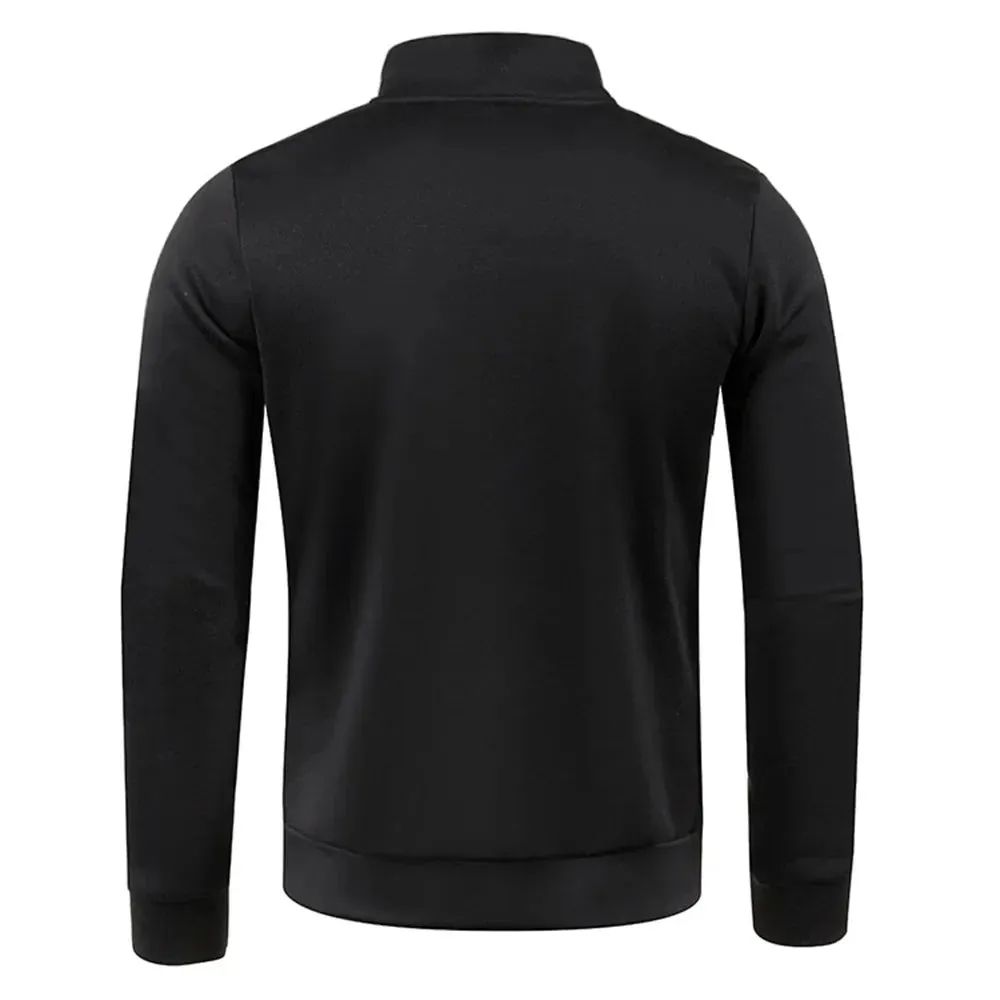 Mens Stand Collar Zipped Up Long Sleeve Top