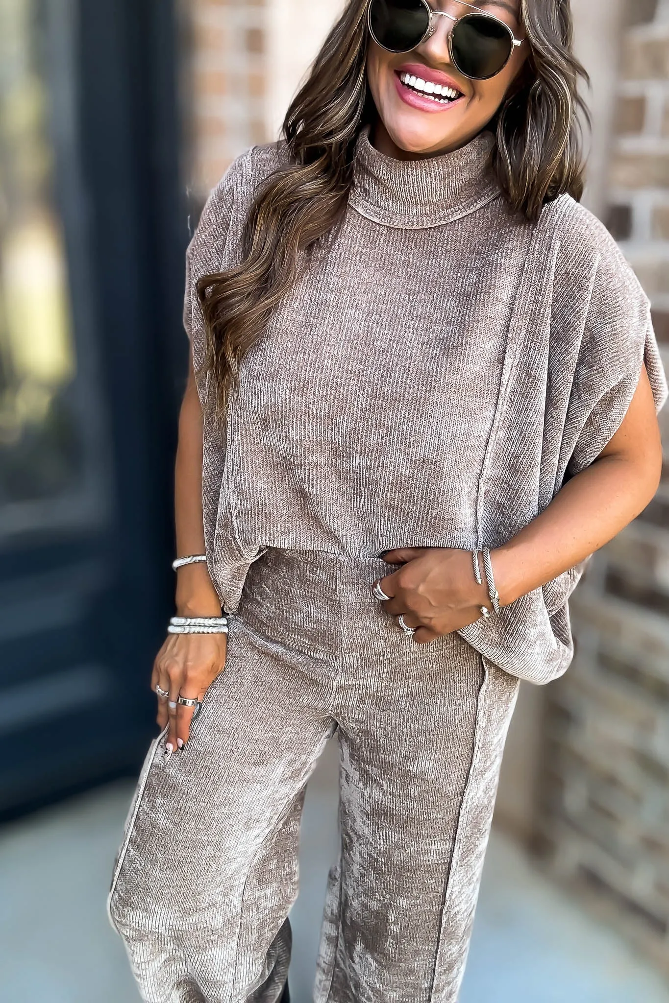 Mocha Soft Knit Pullover Poncho Top