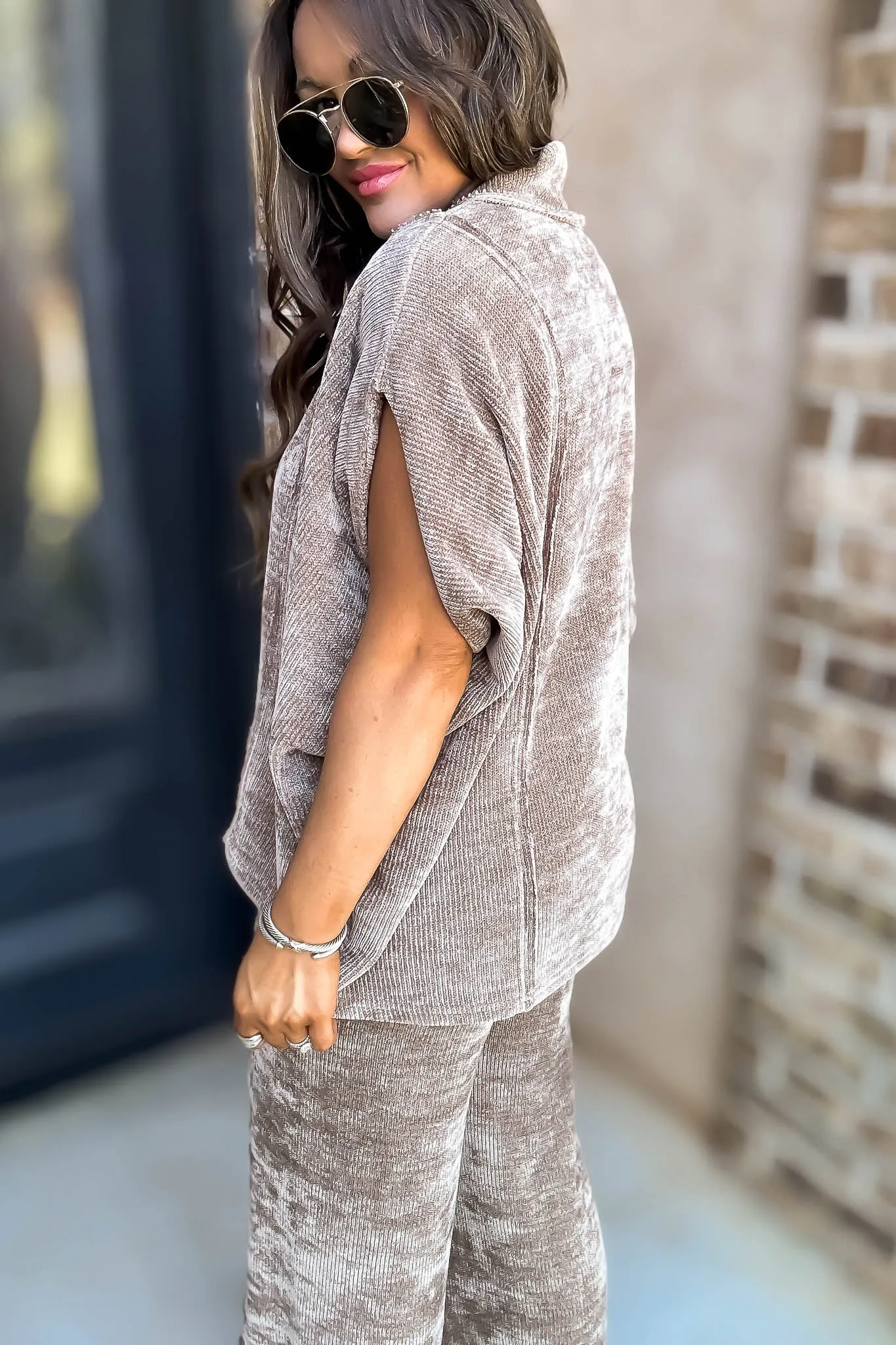 Mocha Soft Knit Pullover Poncho Top