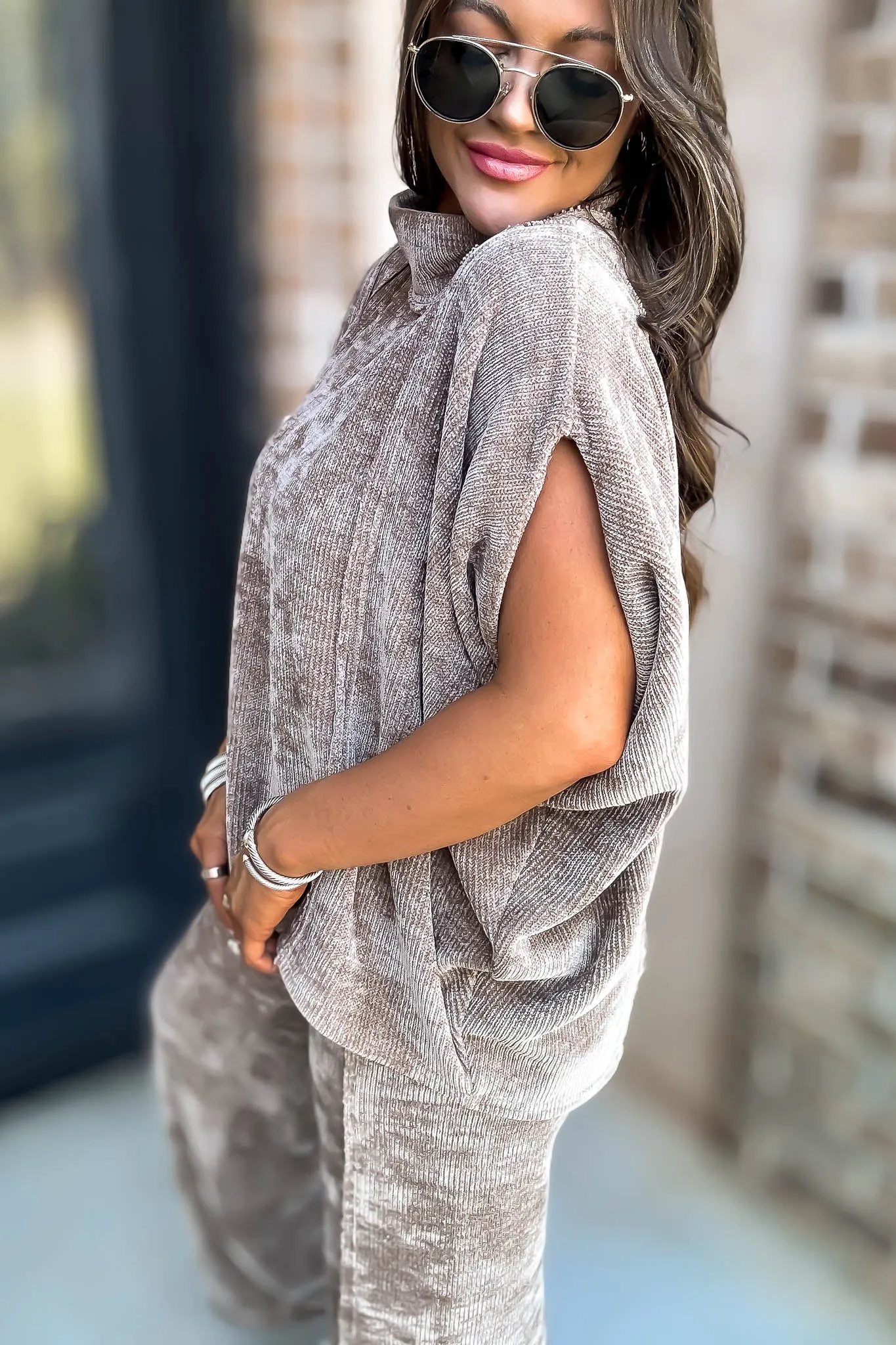 Mocha Soft Knit Pullover Poncho Top