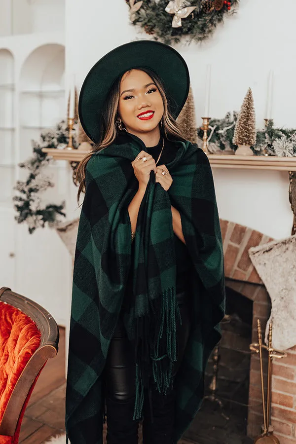 Napa Or Nothing Buffalo Check Poncho In Hunter Green