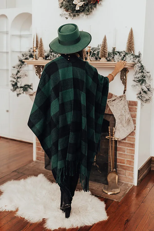 Napa Or Nothing Buffalo Check Poncho In Hunter Green