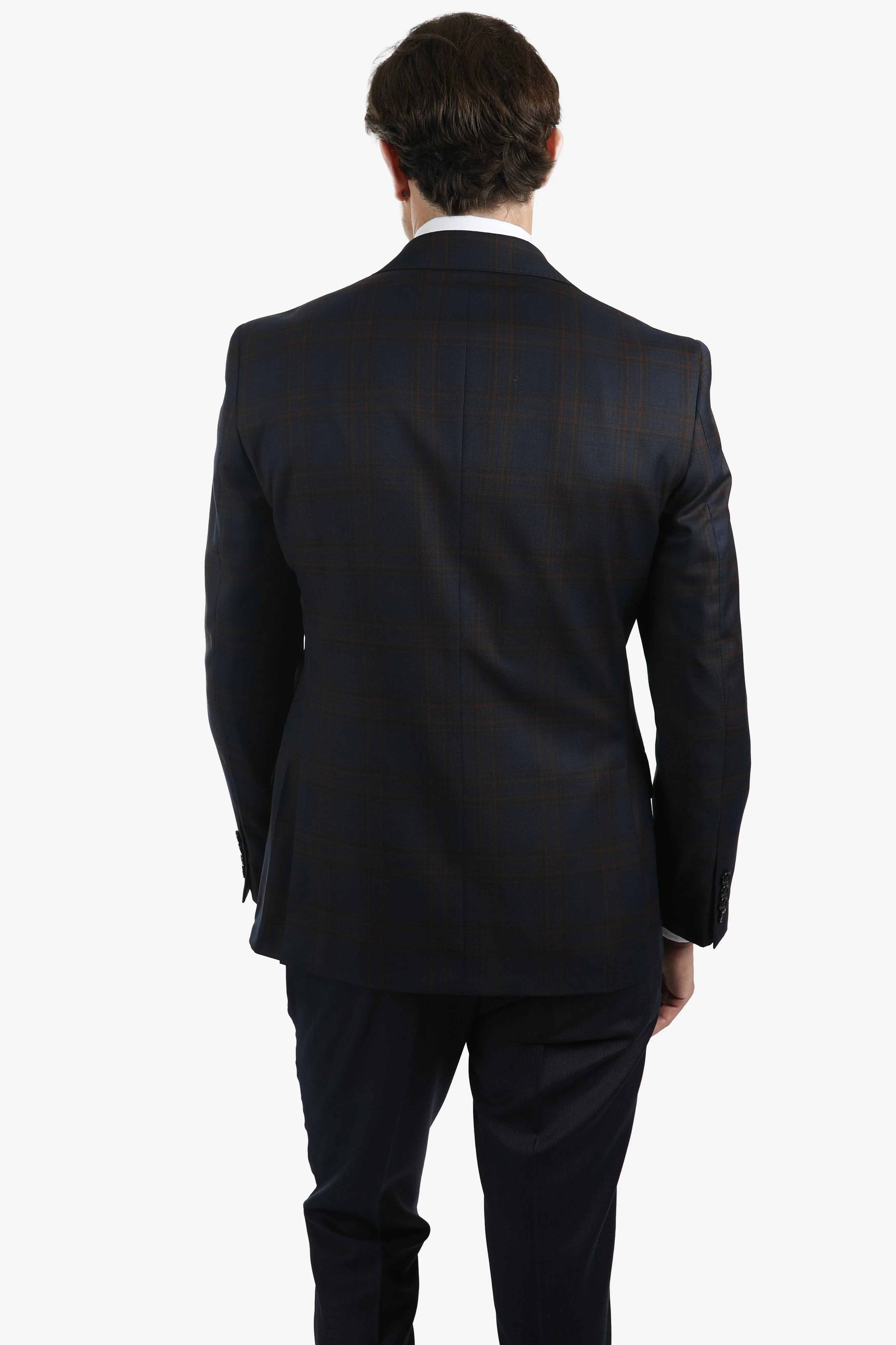 Navy Brown Brinsley Check Sports Jacket