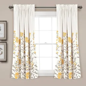 New - Set of 2 (63"x52") Aprile Light Filtering Window Curtain Panels Yellow/Gray - Lush Décor