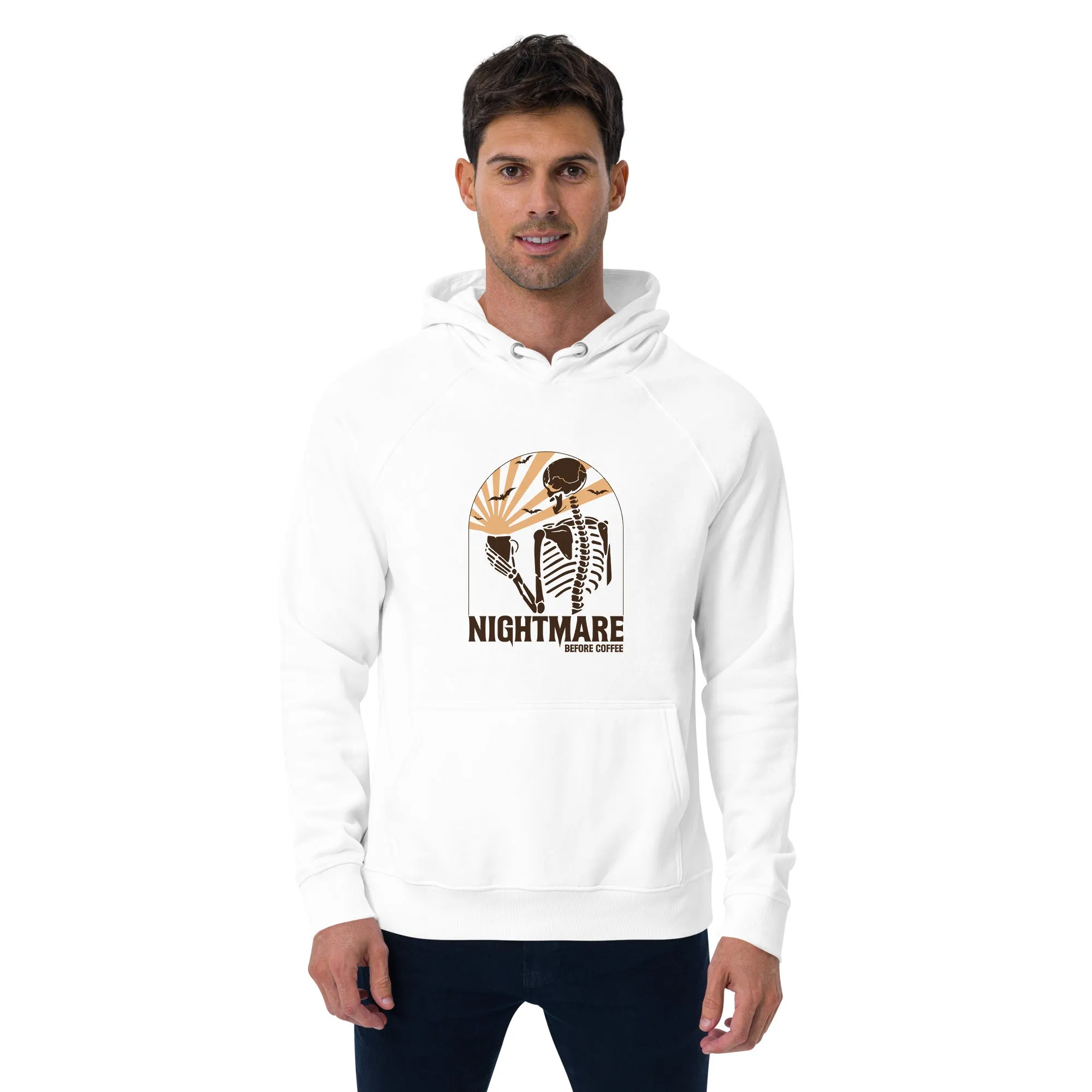 Nightmare Before Coffee Halloween Graphic Men Eco Raglan Hoodie