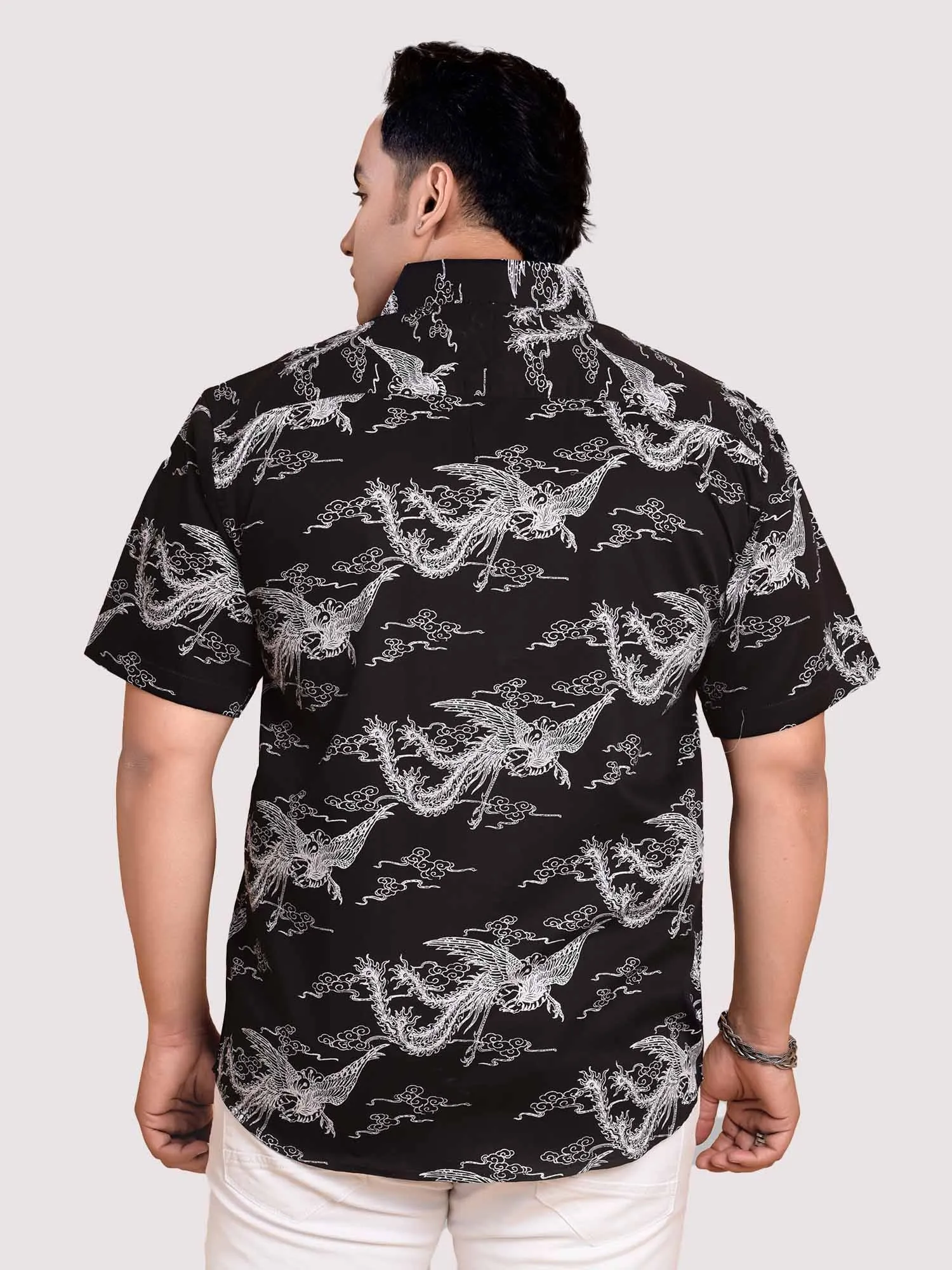 Oasis Of Imagination Black Digital Printed Shirt Men's Plus Size