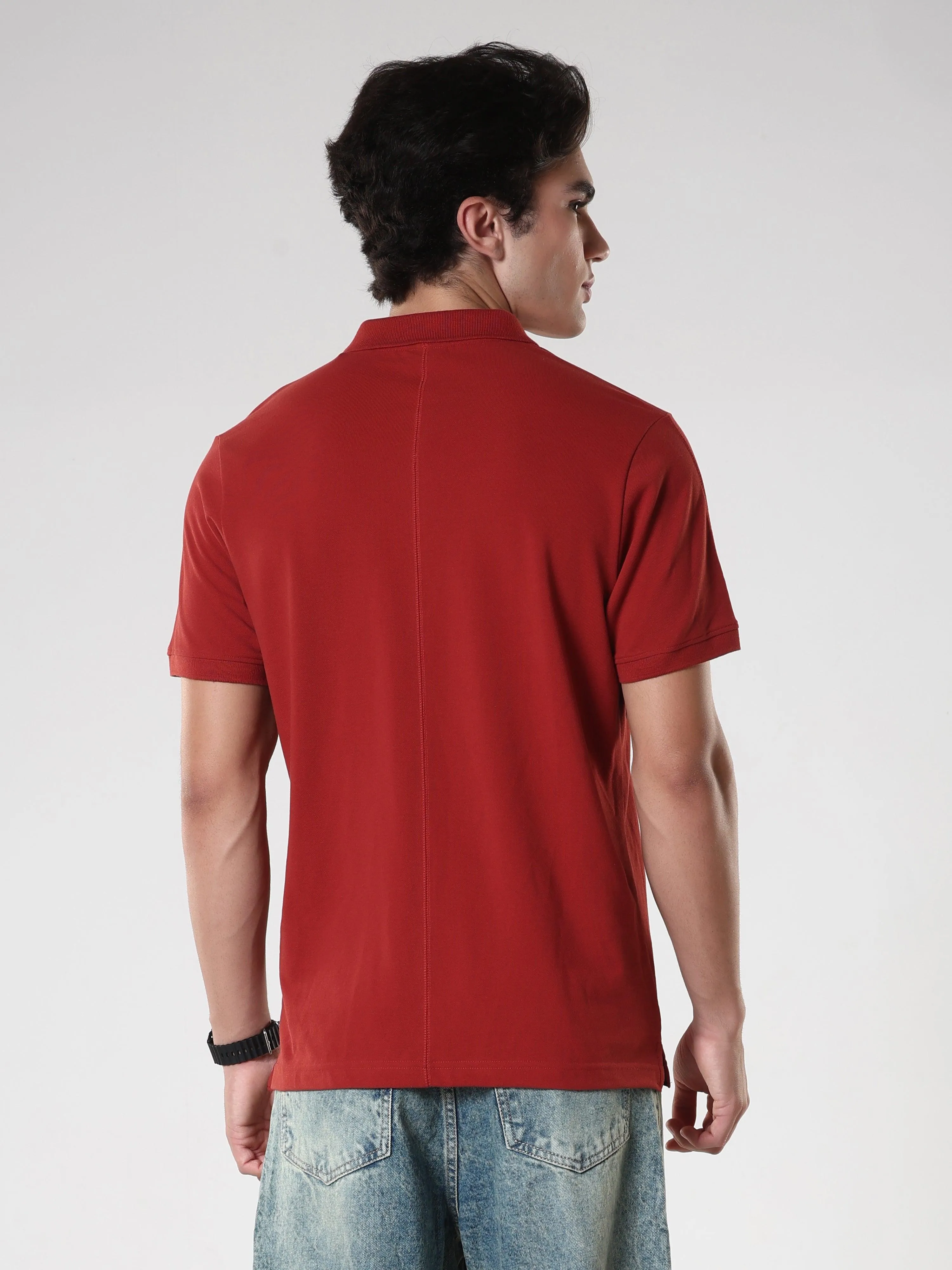 Odessa - Plain Polo T-Shirt- Red