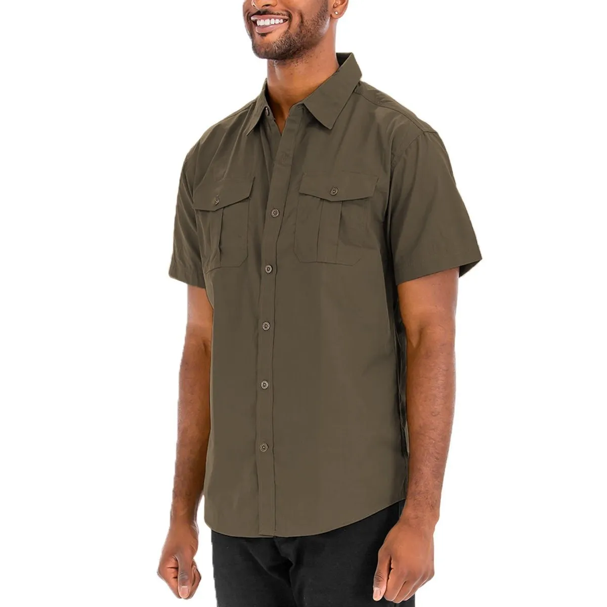 Olive Two-Pocket Button Down Shirt