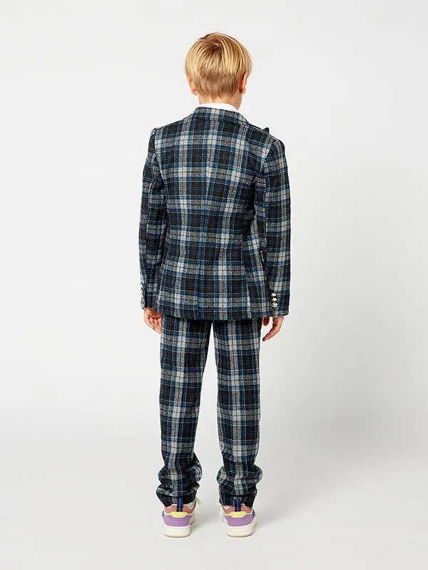 One Friday Blue Checks 3 Piece Suit