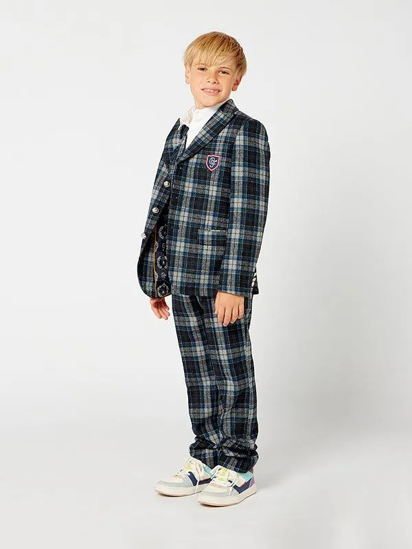 One Friday Blue Checks 3 Piece Suit