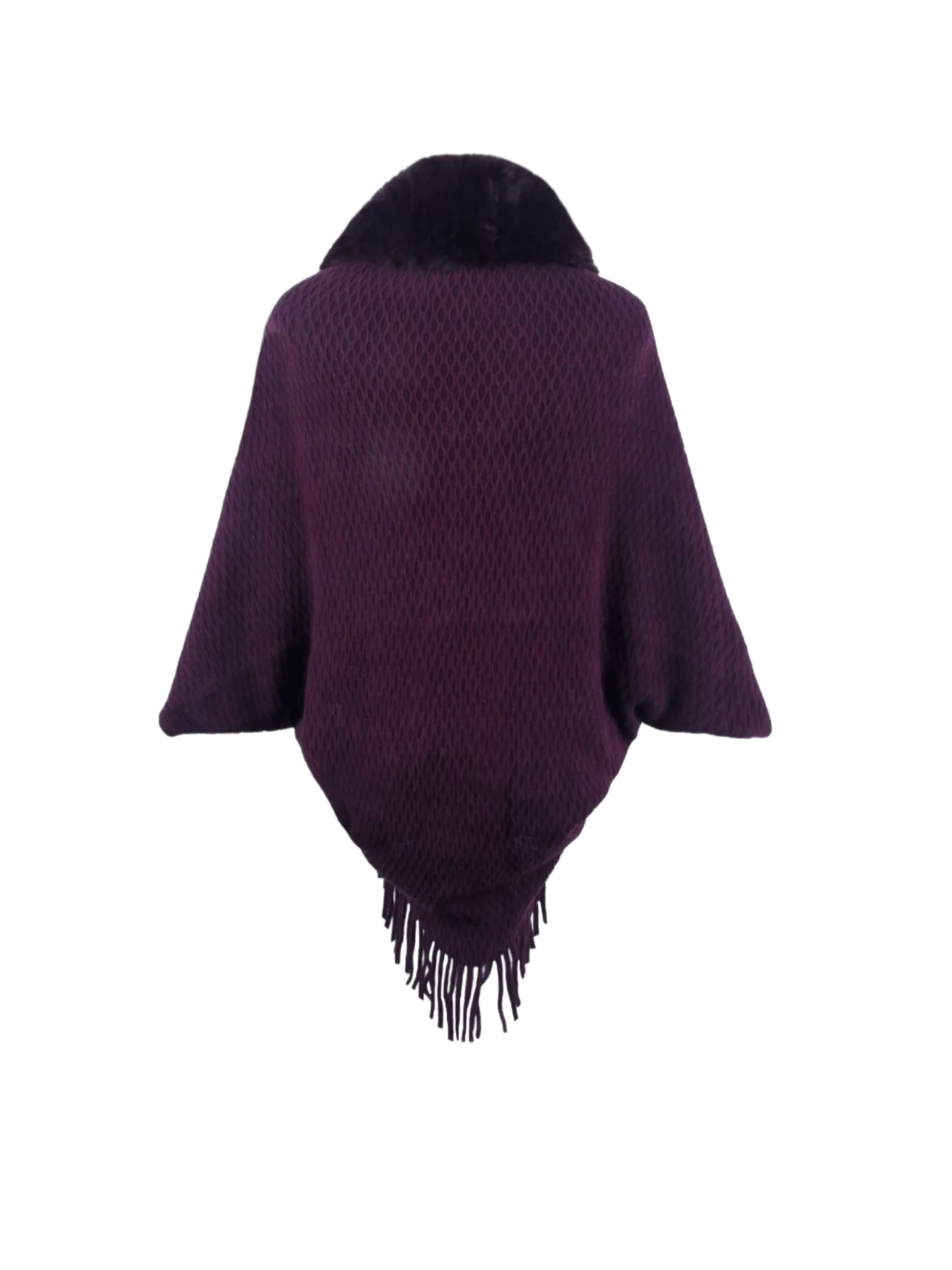 Open Front Fringe Hem Poncho