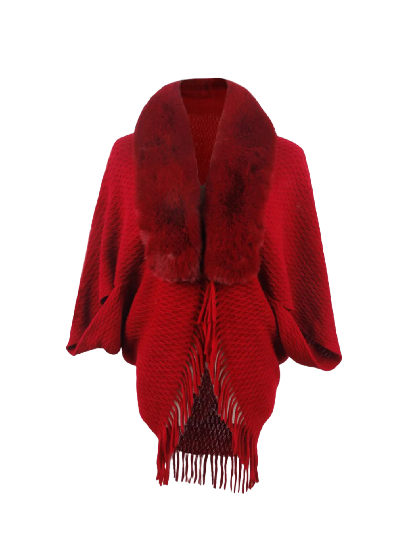 Open Front Fringe Hem Poncho