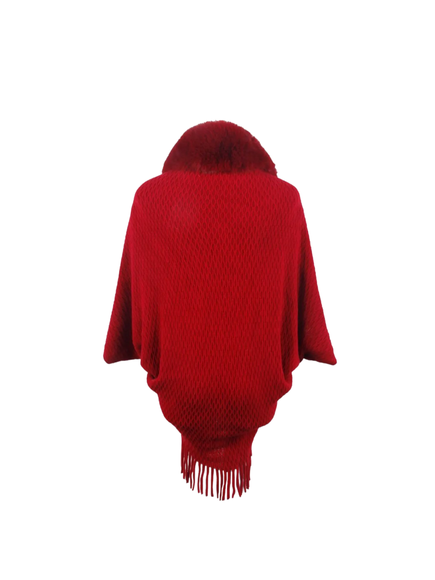 Open Front Fringe Hem Poncho