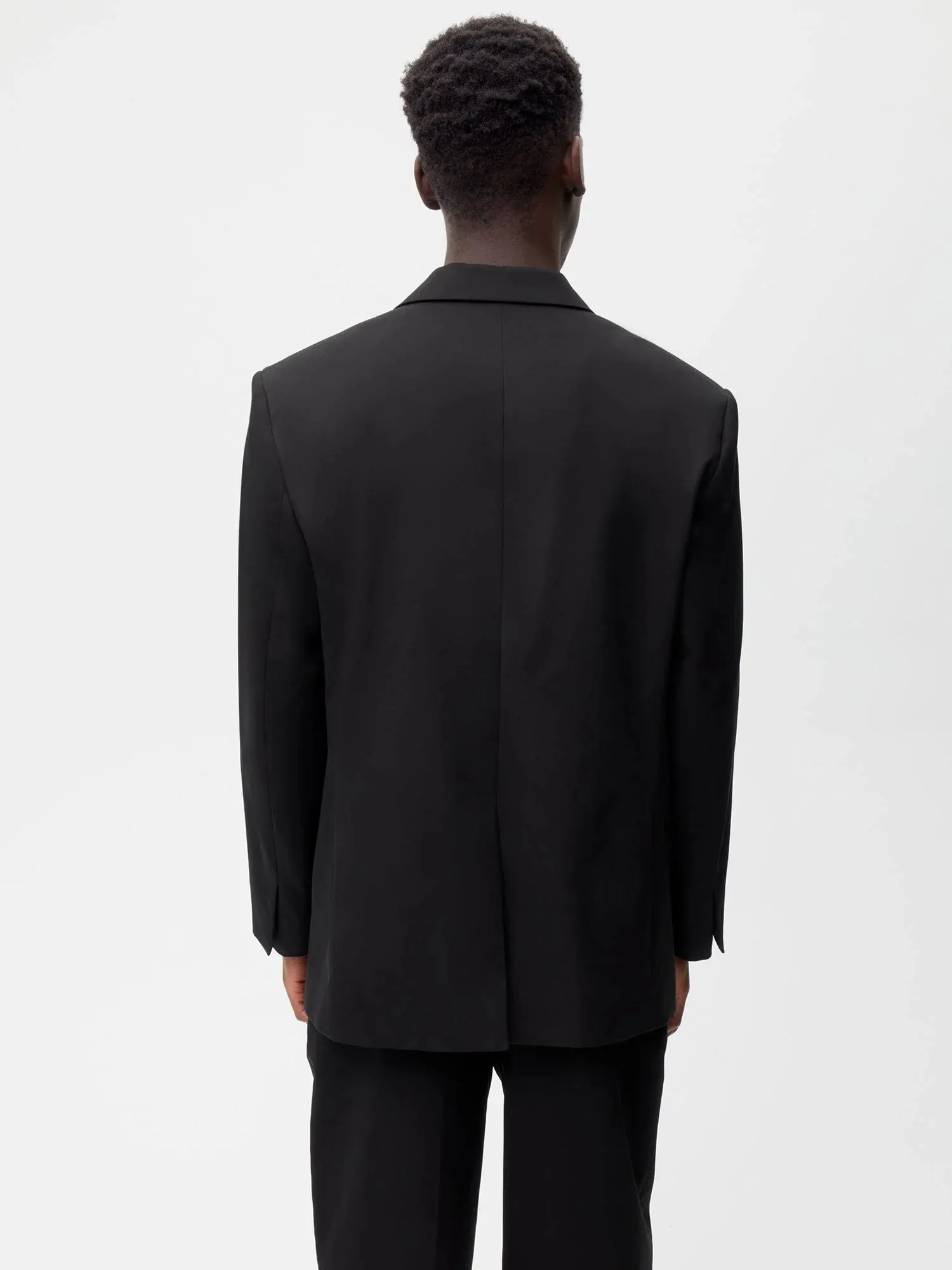 Organic Cotton Oversized Tailored Jacket—black