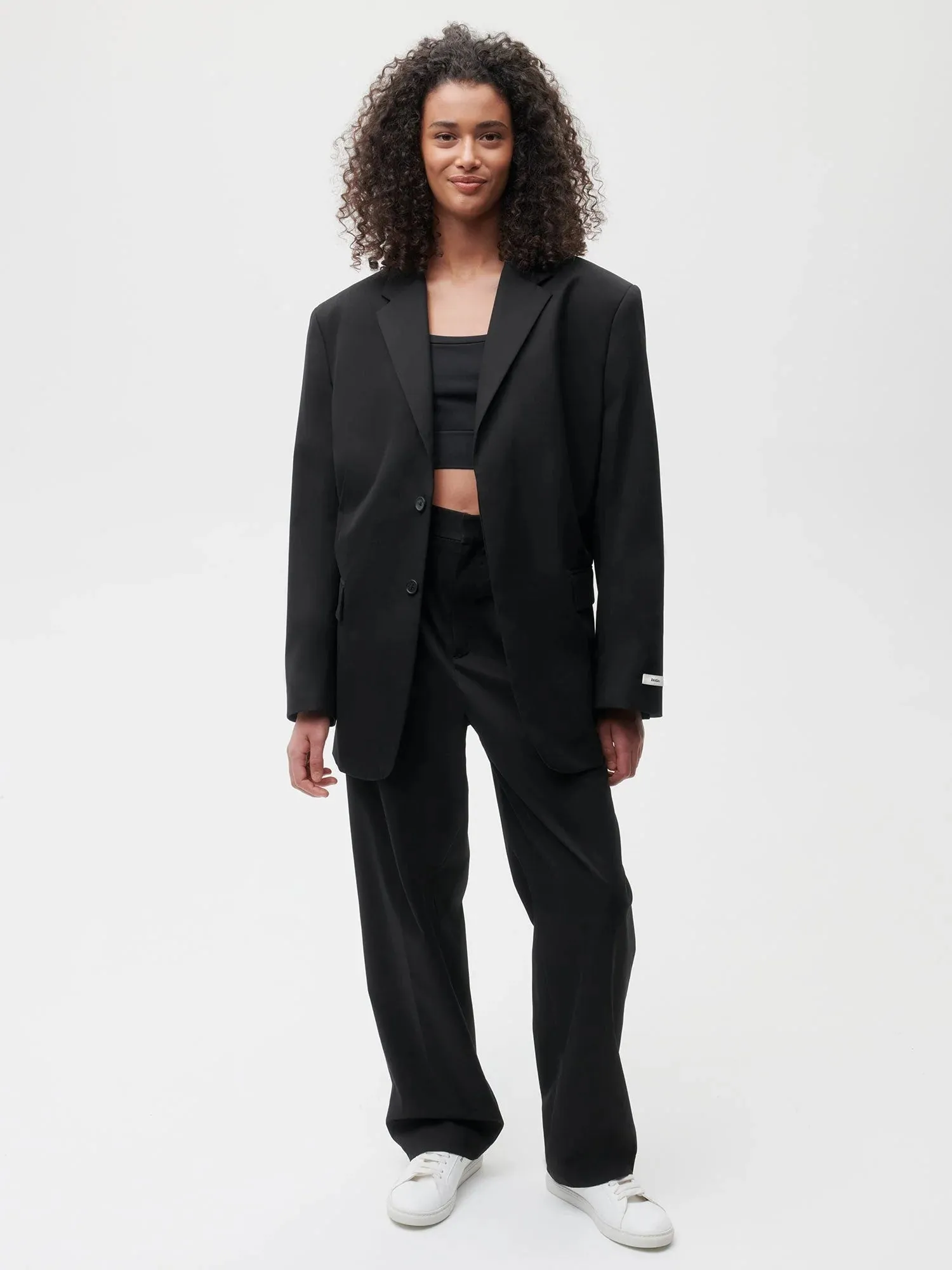 Organic Cotton Oversized Tailored Jacket—black