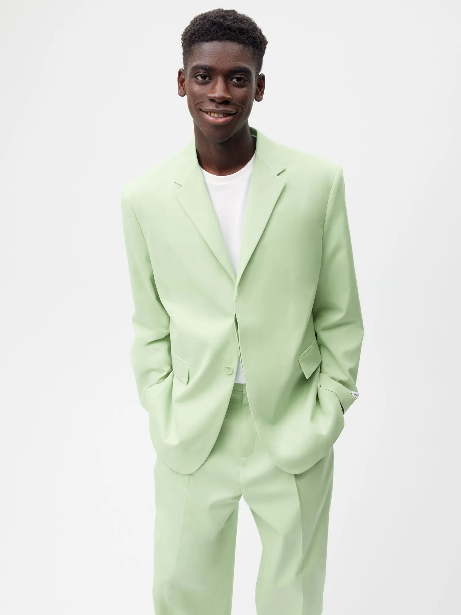 Organic Cotton Oversized Tailored Jacket—pistachio