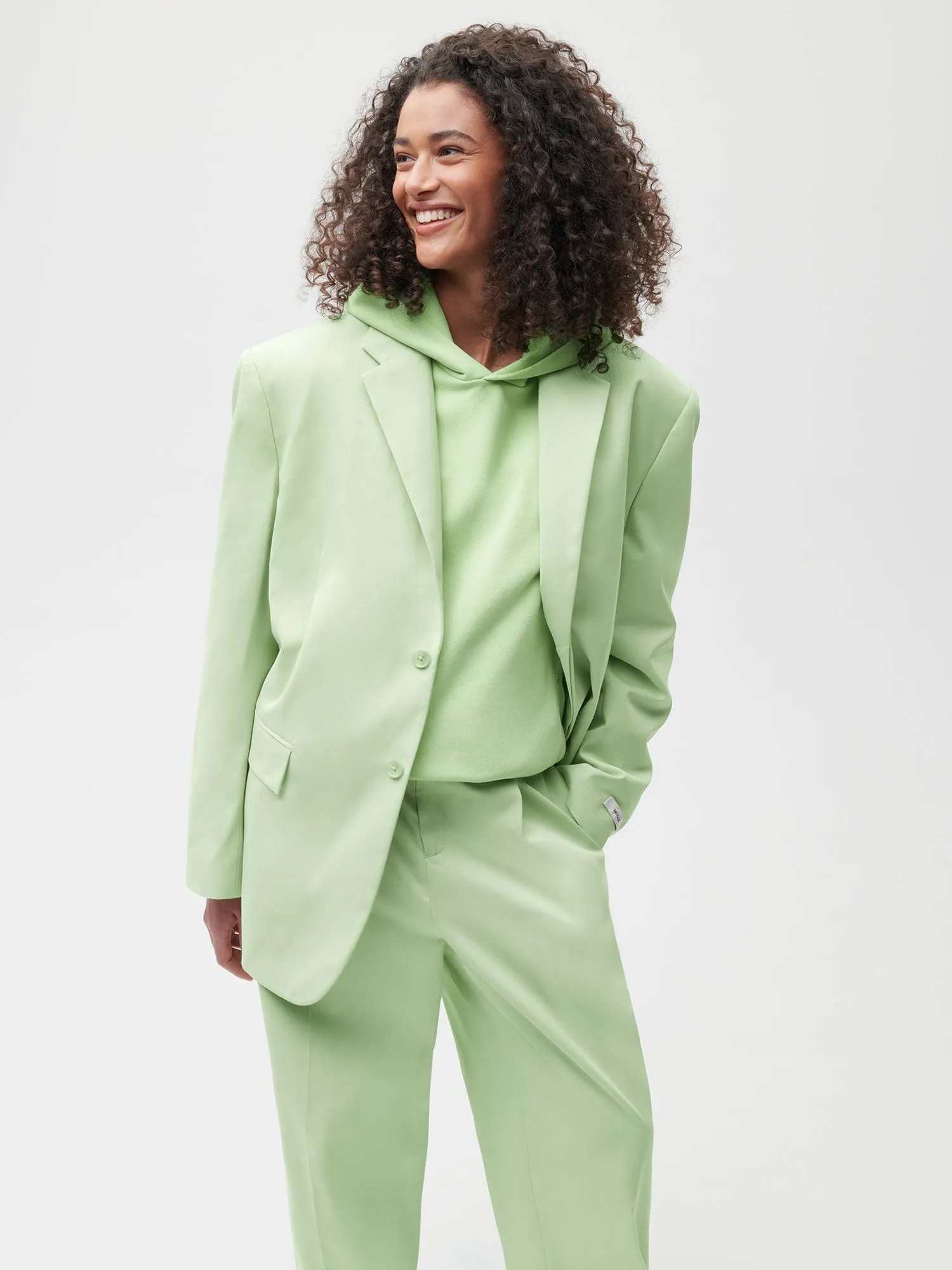 Organic Cotton Oversized Tailored Jacket—pistachio