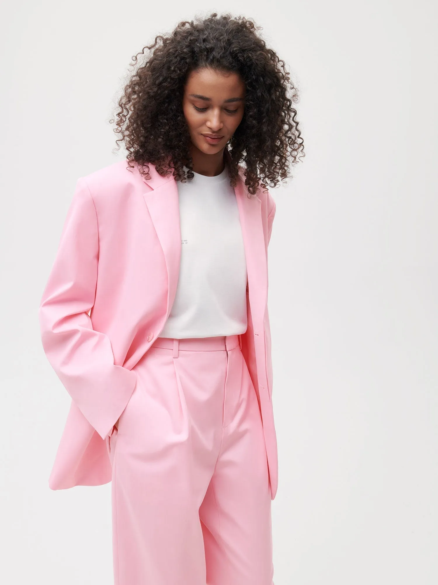 Organic Cotton Oversized Tailored Jacket—sakura pink