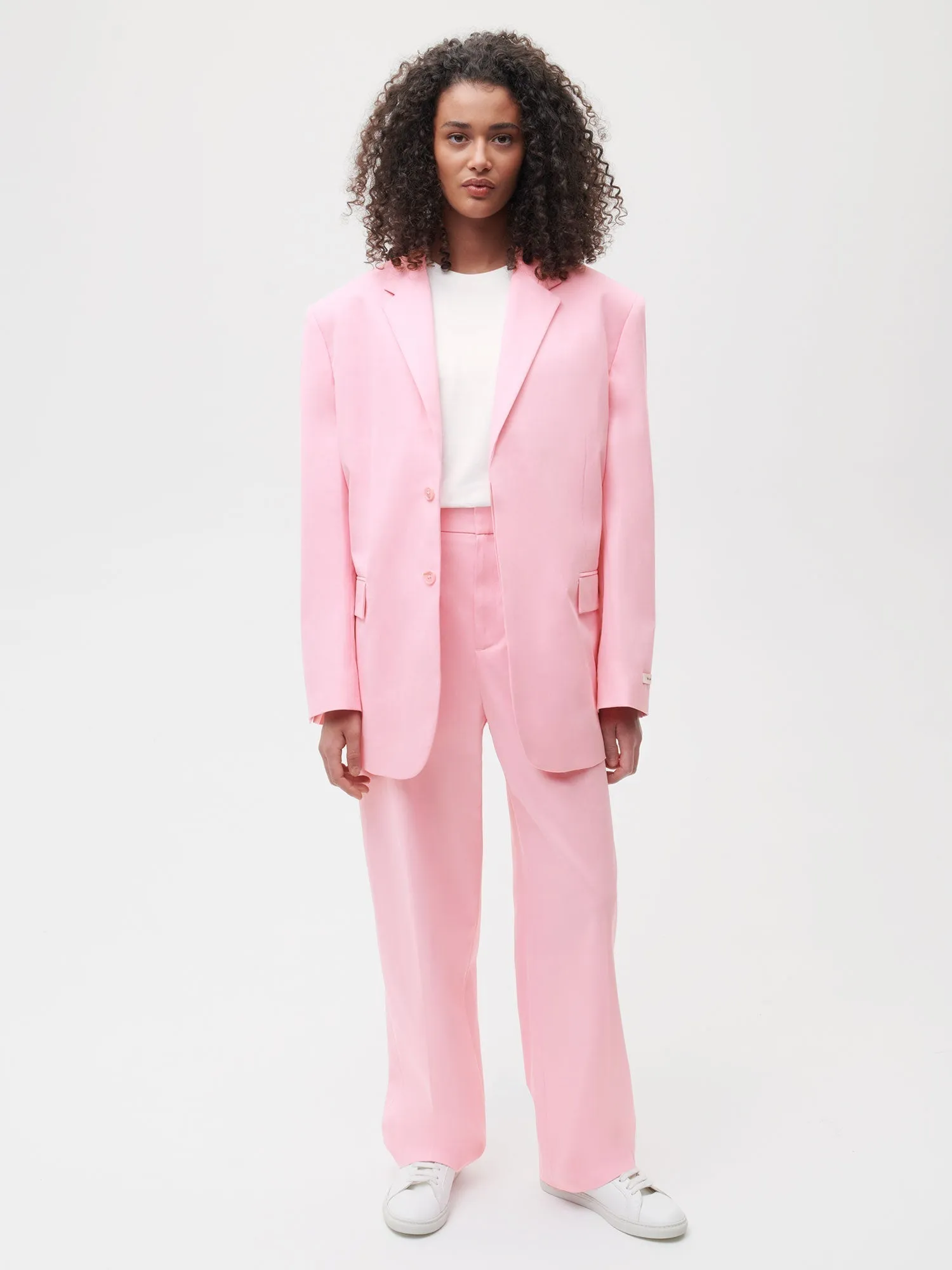 Organic Cotton Oversized Tailored Jacket—sakura pink