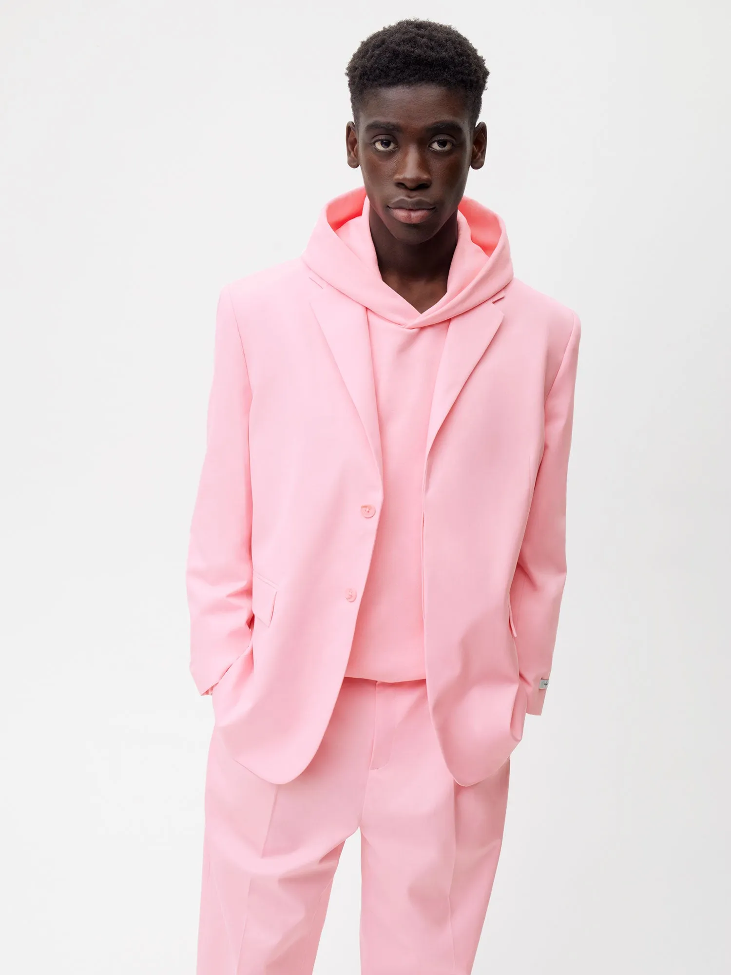 Organic Cotton Oversized Tailored Jacket—sakura pink