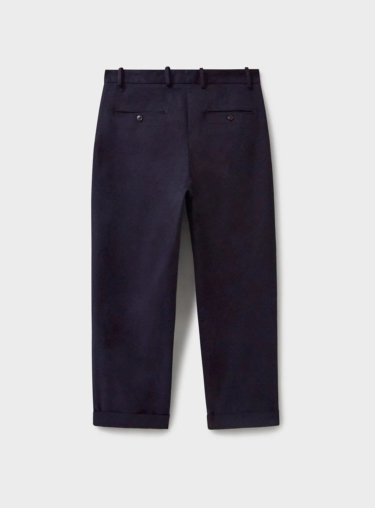 Organic Cotton stretch Navy Pleated Trouser