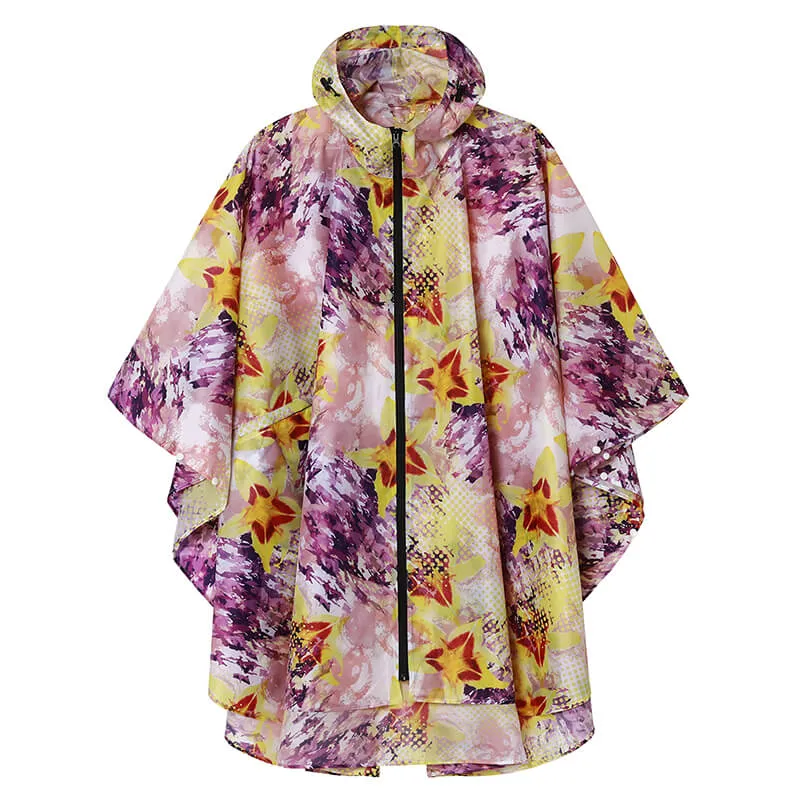 Packable Waterproof Poncho Raincoat with Adjustable Hood